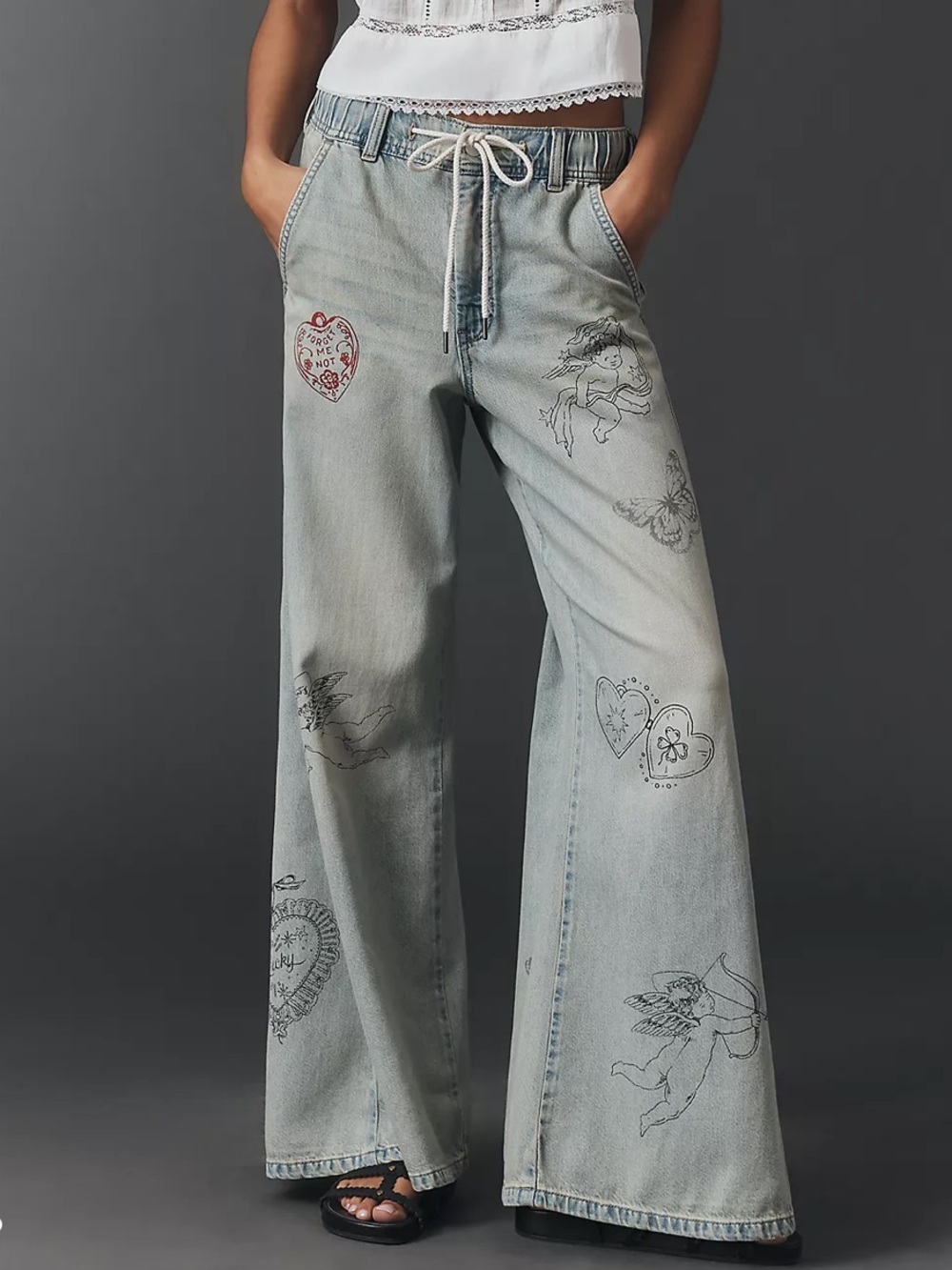 New Adi Mid-Rise Flare Embellished Jeans by Pilcro Size XS